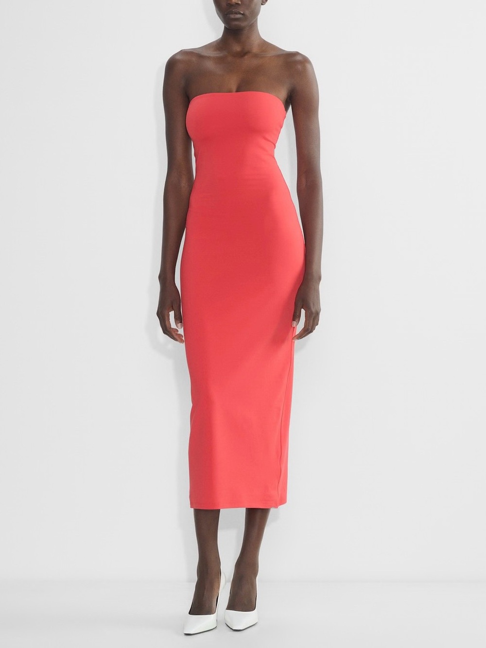 Aritzia Contour Strapless orange/Coral Midi Dress XXS